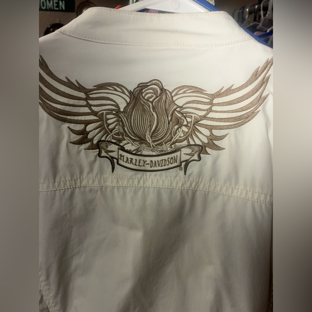 Harley-Davidson Cream Jacket with Brown Winged Rose